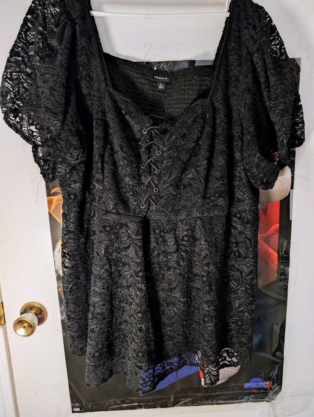 Torrid NWOT Black Lace Square-Neck Babydoll Blouse - Size 4 / 4X